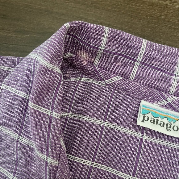 *SOLD* Patagonia Vintage Purple Plaid Short Sleeve Polo Shirt - Picture 8 of 9